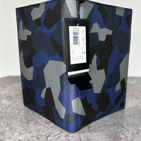 ARMANI EXCHANGE Oversize Bi-Fold Wallet Blue Camo Men - Picture 1 of 14